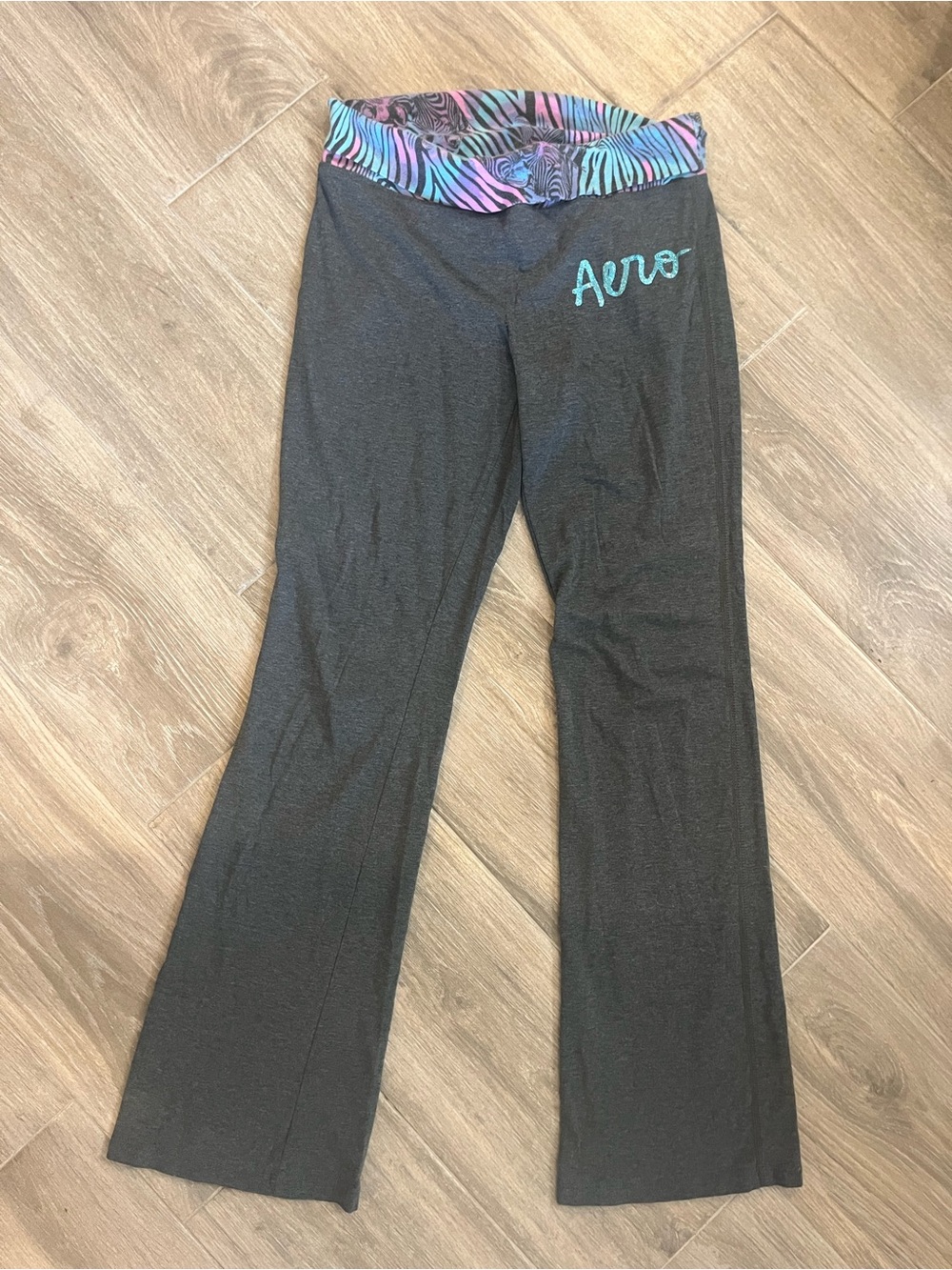 Aeropostale Black Pajama Pants with Multicolor Zebra Waistband